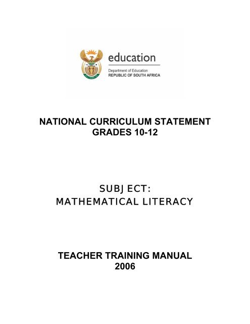 Mathematical Literacy - Department of Basic Education