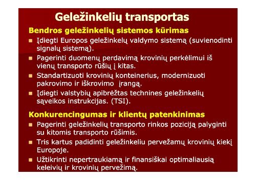 ES transporto moksliniai tyrimai, transporto politika