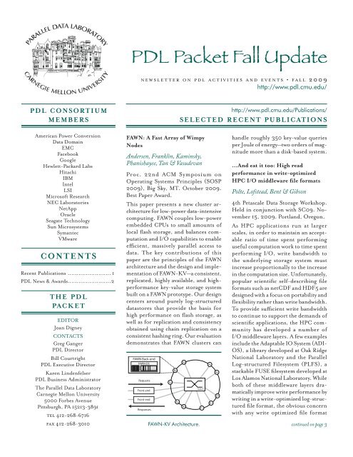 2009 PDL Packet Fall Update - Parallel Data Lab - Carnegie Mellon ...