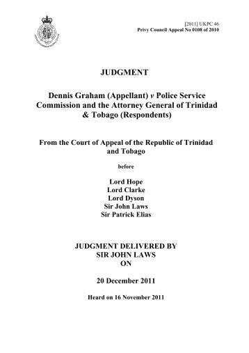 Dennis Graham (Appellant) v Police Service Commission - Judicial ...