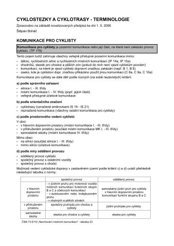 CYKLOSTEZKY A CYKLOTRASY - TERMINOLOGIE