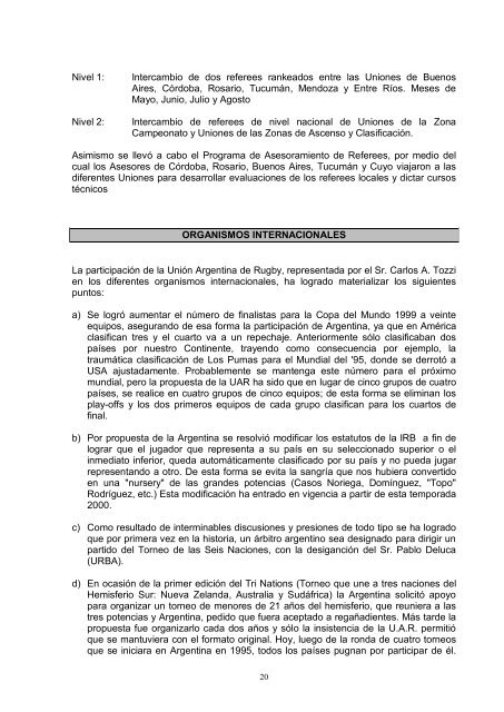 Memoria 1999 - UniÃ³n Argentina de Rugby