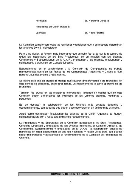 Memoria 1999 - UniÃ³n Argentina de Rugby