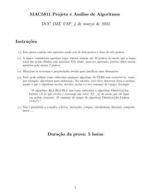 MAC5811 Projeto e AnÃ¡lise de Algoritmos DCCâIME - Vision at IME ...