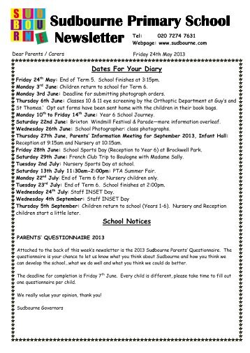 24th May 2013 newsletter.pdf - Sudbourne Primary School