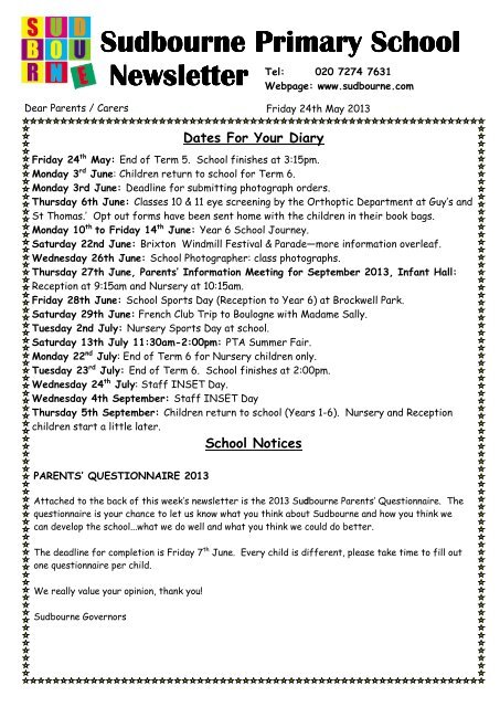 24th May 2013 newsletter.pdf - Sudbourne Primary School