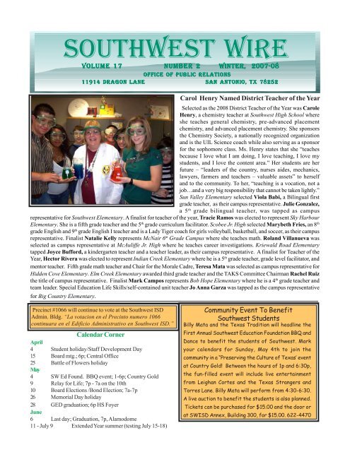 Southwest Wire.pmd - Southwest ISD