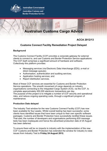 ACCA 2012/13 Customs Connect Facility ... - Cargo Support