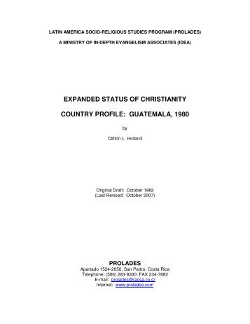 STATUS OF CHRISTIANITY: GUATEMALA, 1980 - Prolades.com