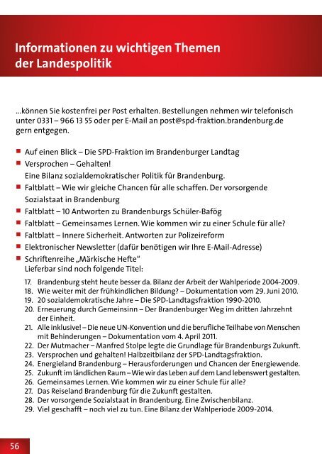 Auf einen Blick - SPD-Landtagsfraktion Brandenburg