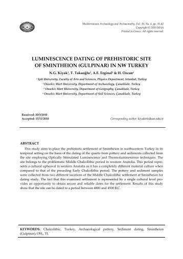 luminescence dating of prehistoric site of smintheion