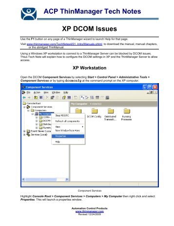 XP DCOM Issues - ThinManager