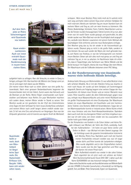 Das Magazin rund ums mobile Reisen Nr. 2 | August 2011 - Hymer