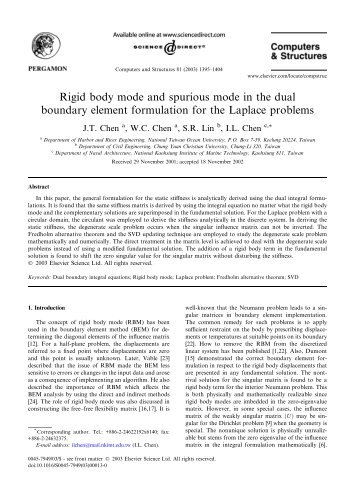Rigid body mode and spurious mode in the dual boundary element ...