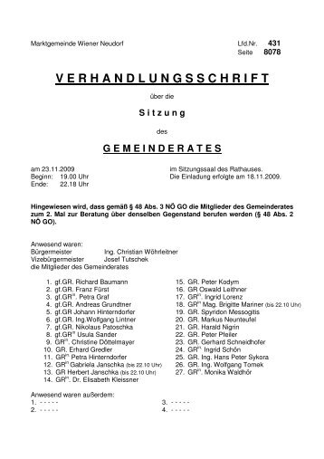 V E R H A N D L U N G S S C H R I F T - Umweltforum Wiener Neudorf