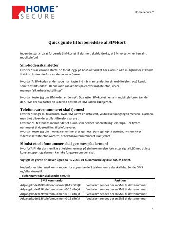 Quick guide til forberedelse af SIM-kort - Tyverialarm | GSM alarm