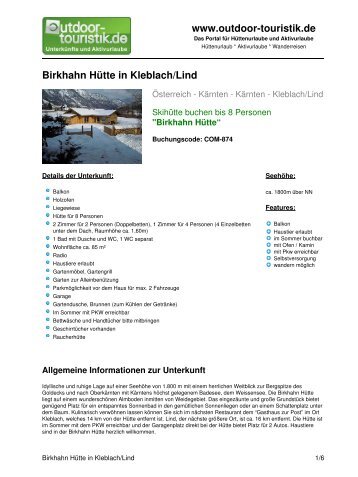 Birkhahn Hütte in Kleblach/Lind - Outdoor-Touristik