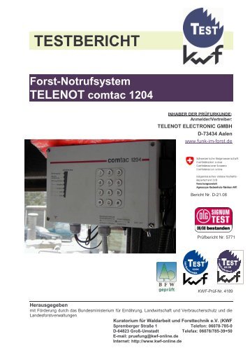 Forst-Notrufsystem TELENOT comtac 1204 mit Funkfernsteuerung ...