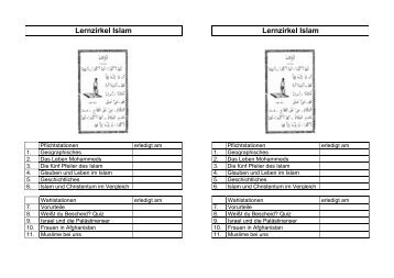 Lernzirkel Islam Lernzirkel Islam - RPZ Heilsbronn