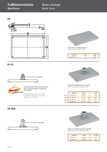 FuÃƒÂŸklemmstÃƒÂ¼cke Base clamps