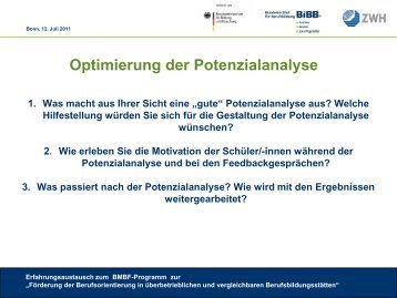 Optimierung der Potenzialanalyse