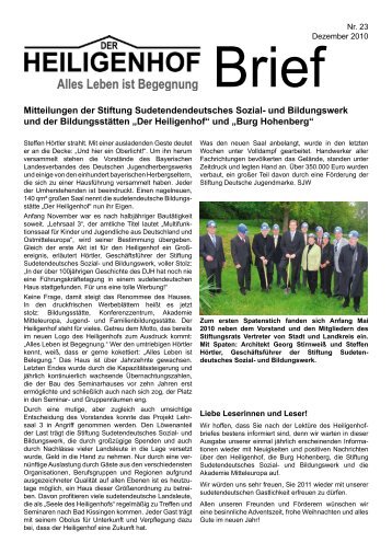 Mitteilungen der Stiftung Sudetendendeutsches Sozial ... - Heiligenhof