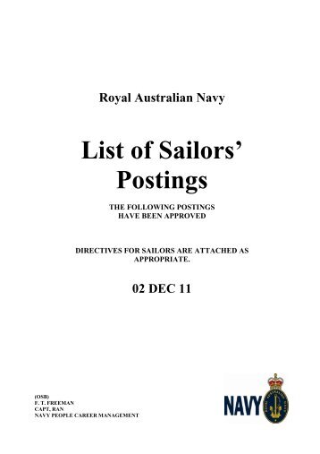 Postings - Royal Australian Navy