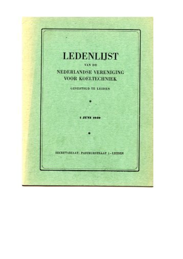 1949: Ledenlijst NVvK - KNVvK - Koninklijke Nederlandse ...