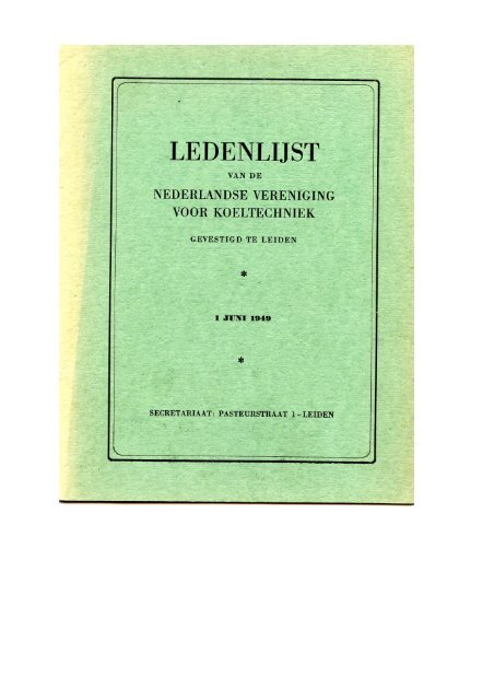 1949: Ledenlijst NVvK - KNVvK - Koninklijke Nederlandse ...