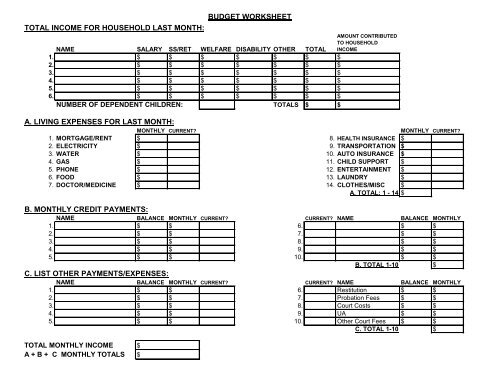 Fillable Online Fairchildfamilysupport Projected Monthly