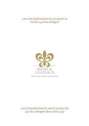 Liste des Ã©tablissements acceptant le Forfait Lys ... - Relais ChÃ¢teaux