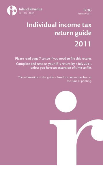 Individual income tax return guide 2011 - Inland Revenue Department