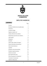 Employee handbook - Jesus College - University of Cambridge
