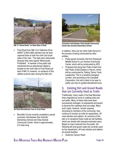 East Mountain Trails & Bikeways Master Plan - Bernalillo County