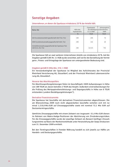 Geschäftsbericht 2009 - Sparkasse Trier
