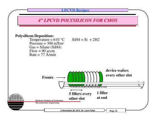 Low Pressure Chemical Vapor Deposition Dr. Lynn Fuller Bruce ...