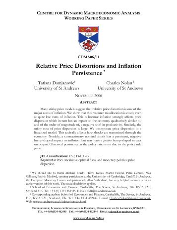 Relative Price Distortions and Inflation Persistence* - University of St ...