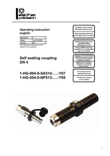 Operating instruction - Carl Kurt Walther GmbH & Co. KG