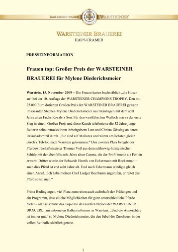 Frauen top: Großer Preis der WARSTEINER BRAUEREI für Mylene ...