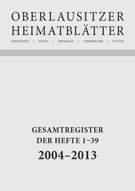 Oberlausitzer HeimatblÃ¤tter - Gesamtregister - Via Regia Verlag