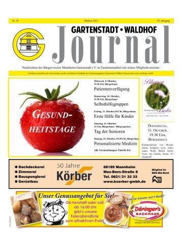 Gartenstadt Waldhof Journal Oktober 2013_Teil 1 - BÃ¼rgerverein ...