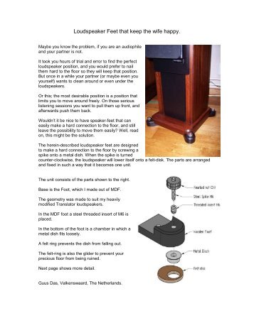 DIY Loudspeaker Feet - DIY Audio Projects