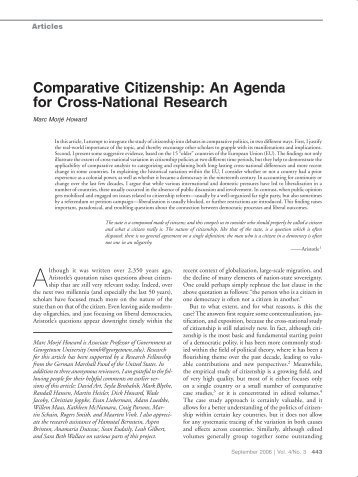 Comparative Citizenship: An Agenda for Cross-National Research
