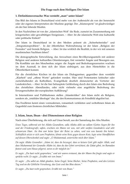 Islam - Die Frage nach dem Heiligen - Wilhelm Sabri Hoffmann