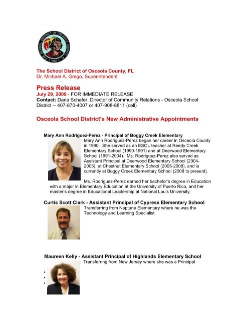 Press Release - Osceola County School District