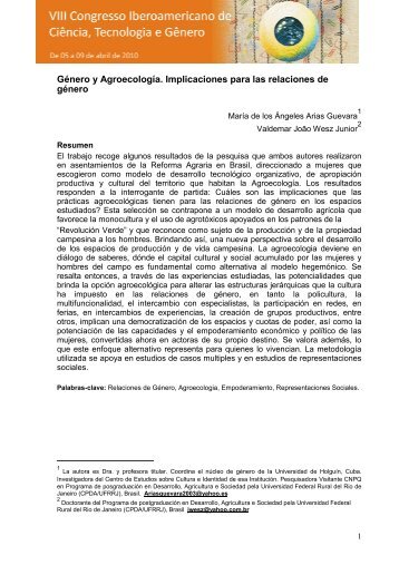 GÃ©nero y AgroecologÃ­a. Implicaciones para las relaciones ... - UTFPR