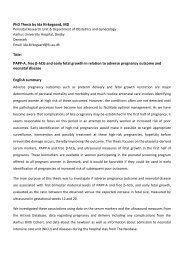 PhD Thesis by Ida Kirkegaard, MD Title: PAPP-A, free Î²-hCG and ...