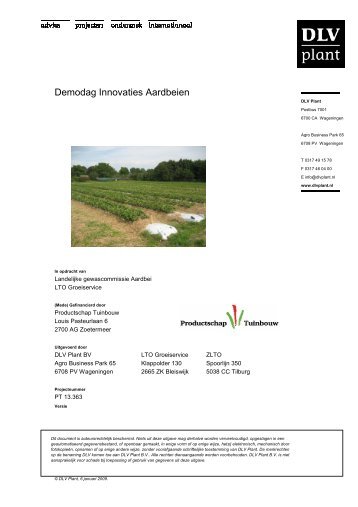 Demodag Innovaties Aardbeien - Productschap Tuinbouw