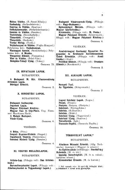 Magyar Könyvszemle Új folyam XVI. kötet, 1. füzet 1908 ... - EPA