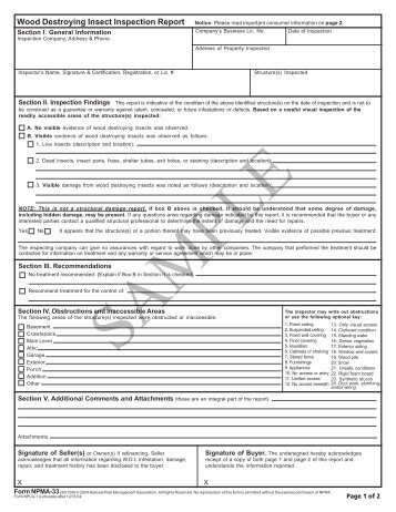 NPMA-33 Inspection Form